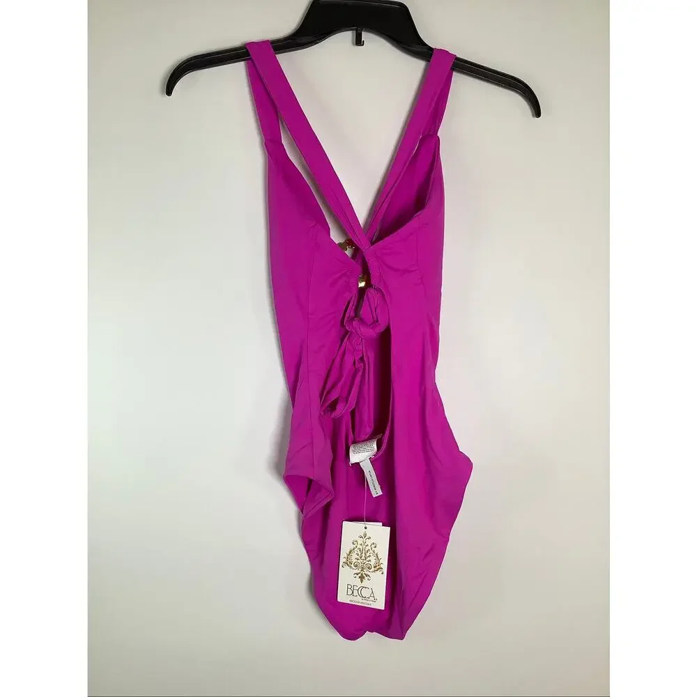 BECCA Women's Small Azalea Marble Canyon Ariyah Ring One Piece Swimsuit V4-4